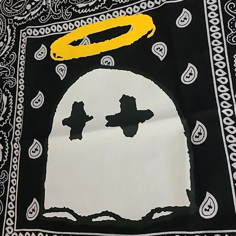 BWOOD NYC BANDANA BLACK GHOST RARE NY 2020 LIVE GOONEY DIE SAINT 100% COTTON ART